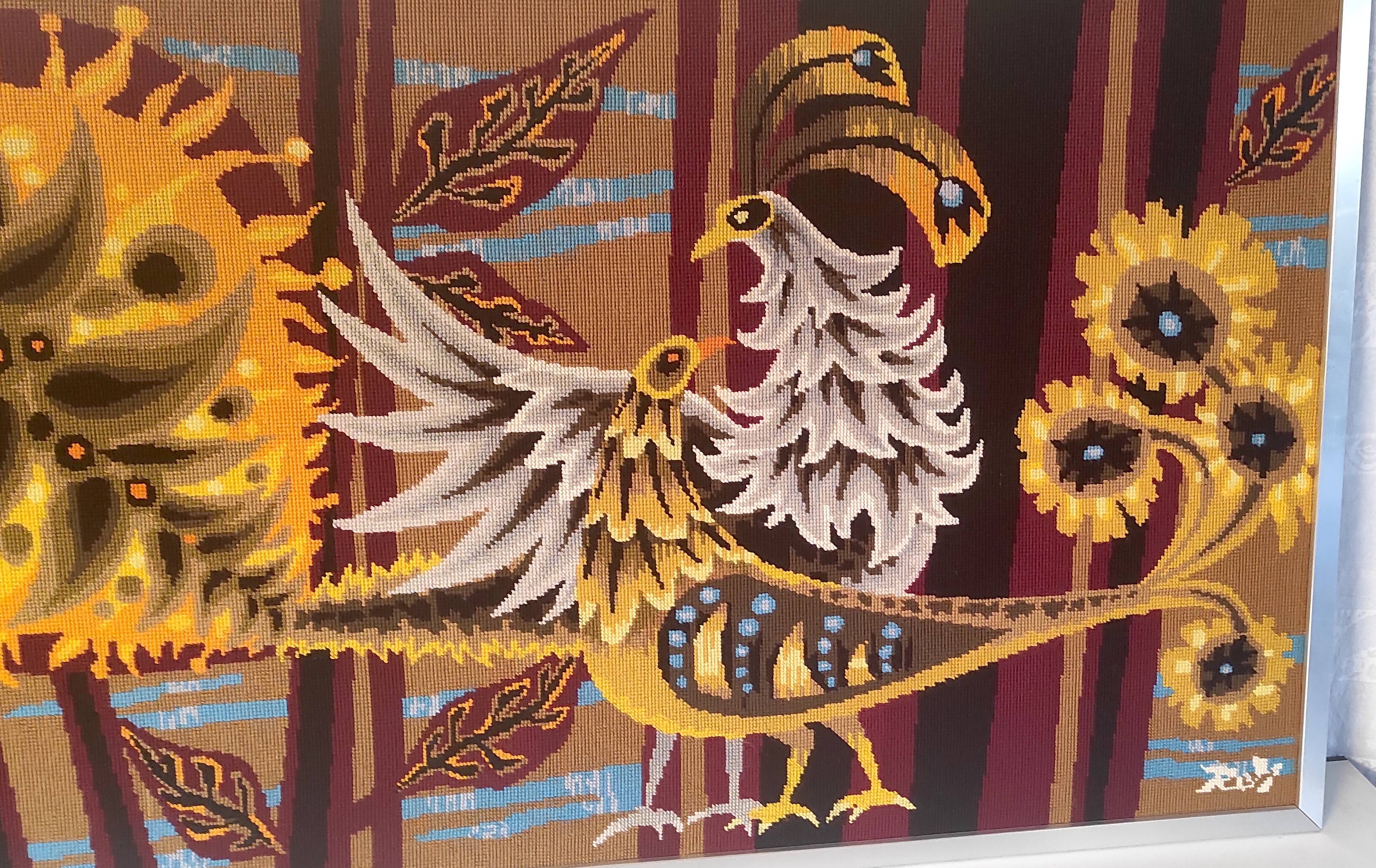 Contemporary tapestry entitled "Encounter" by Pierre Rey – 60s