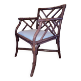 Maugrion chair and stool set in wood and rattan