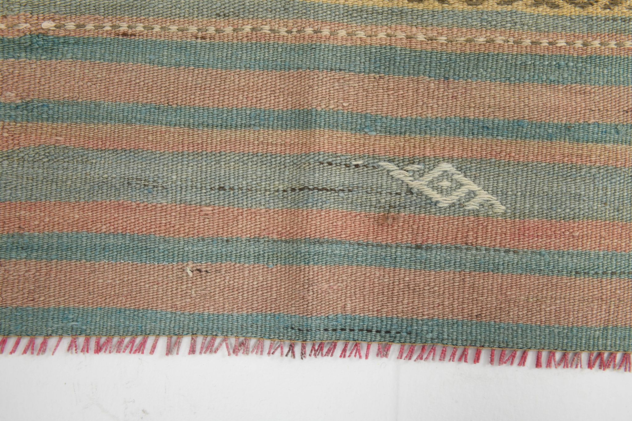 Tapis Kilim fait main rouge clair bleu 5x7 158x247 cm