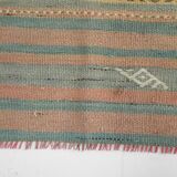 Tapis Kilim fait main rouge clair bleu 5x7 158x247 cm