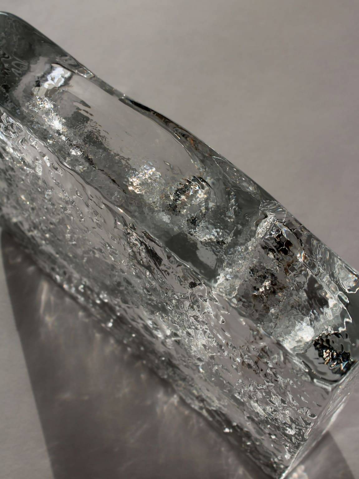 Cendrier massif en verre glacé Kosta Boda style Mid-Century