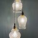 Vintage triple tulip pendant light in molded glass