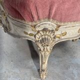 Louis XV style bench in lacquered and gilded beech, 20th century