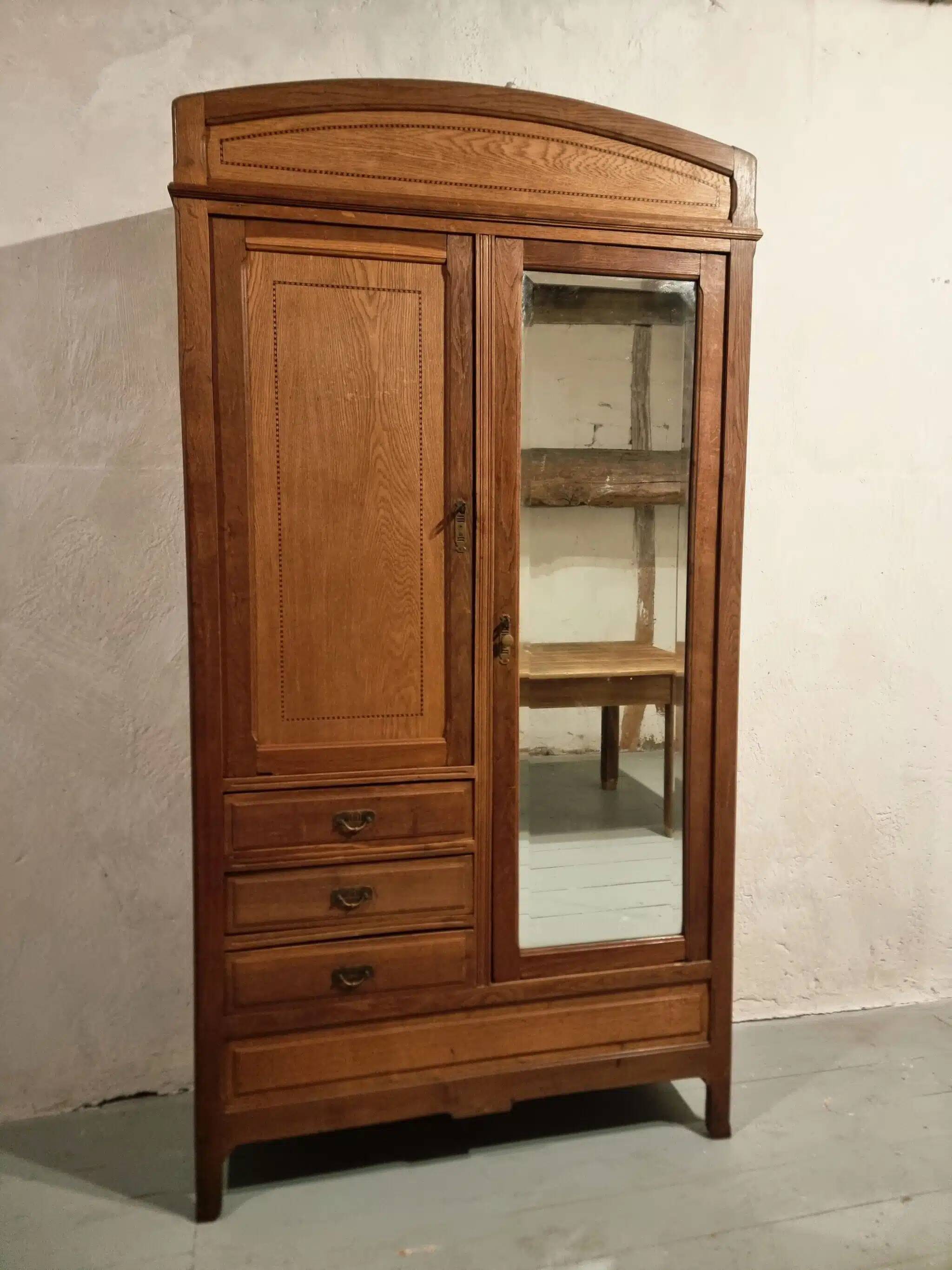 Vintage French oak wardrobe – circa 1920, with subtle Art Deco influences