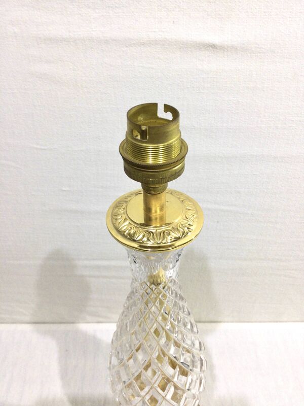 Pied de lampe en cristal et bronze à pied carré