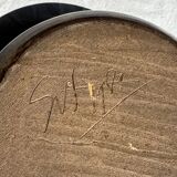 A small stoneware bowl, brown exterior, speckled grey interior D15