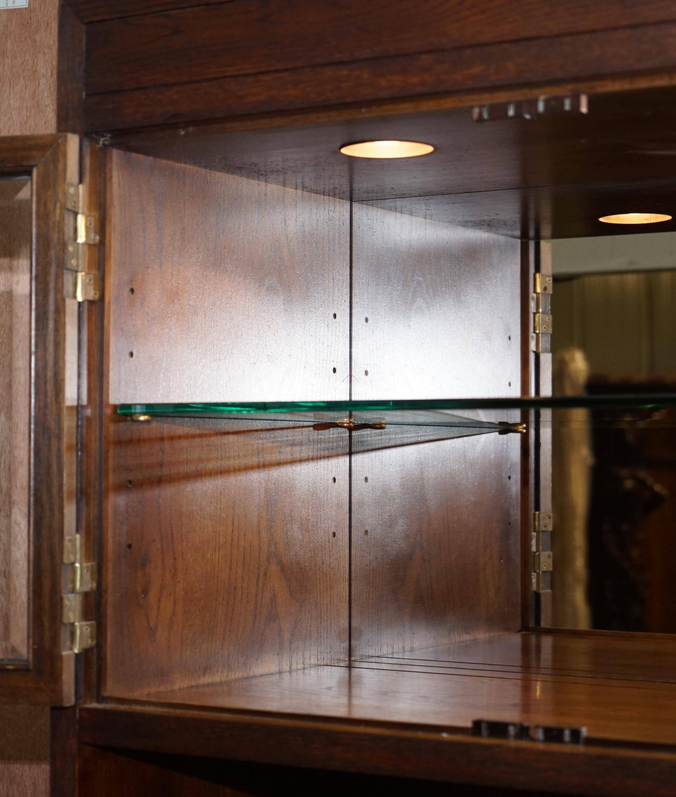 Henredon multimedia furniture military campaign with sliding TV stand and double socket.