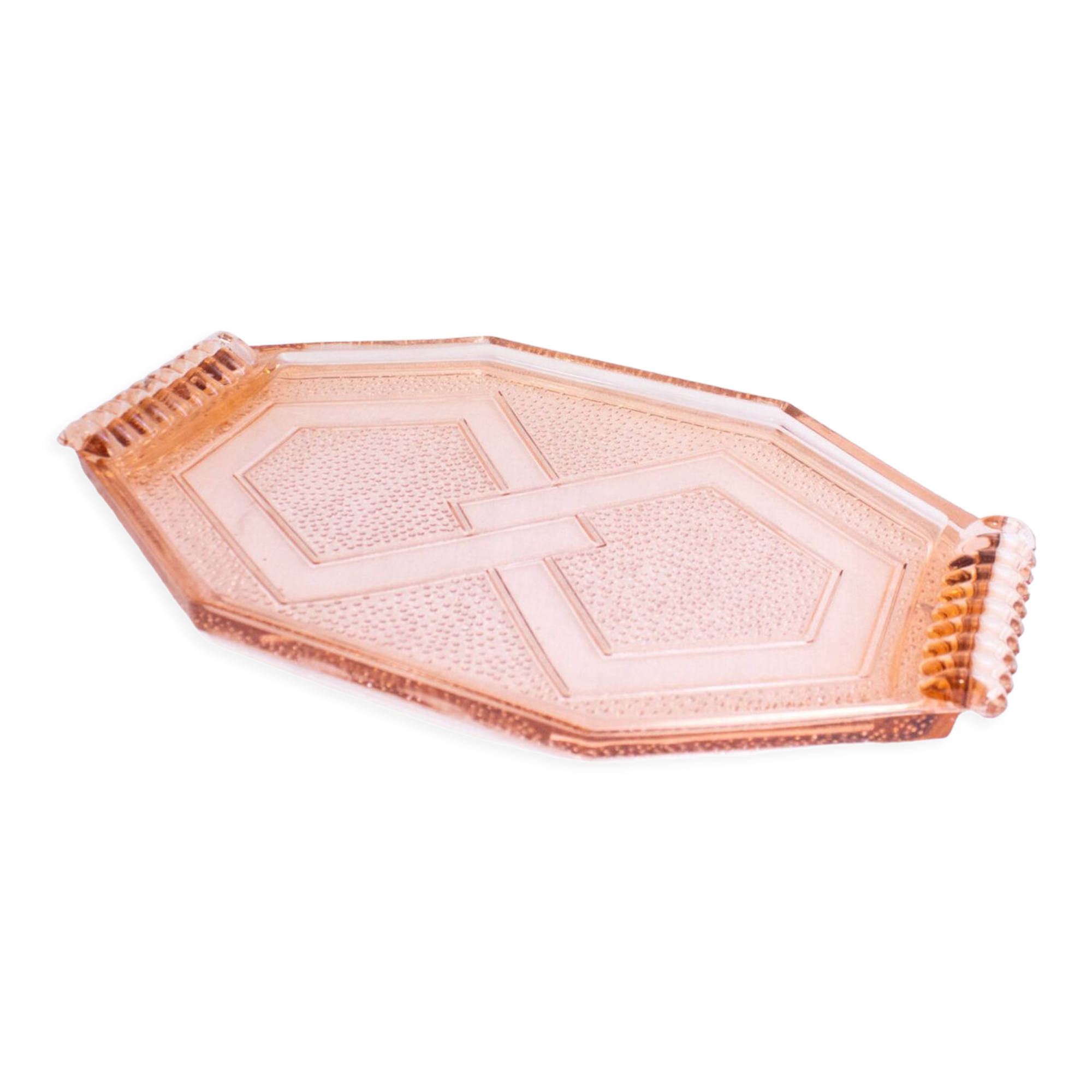Art deco tray in pink glass