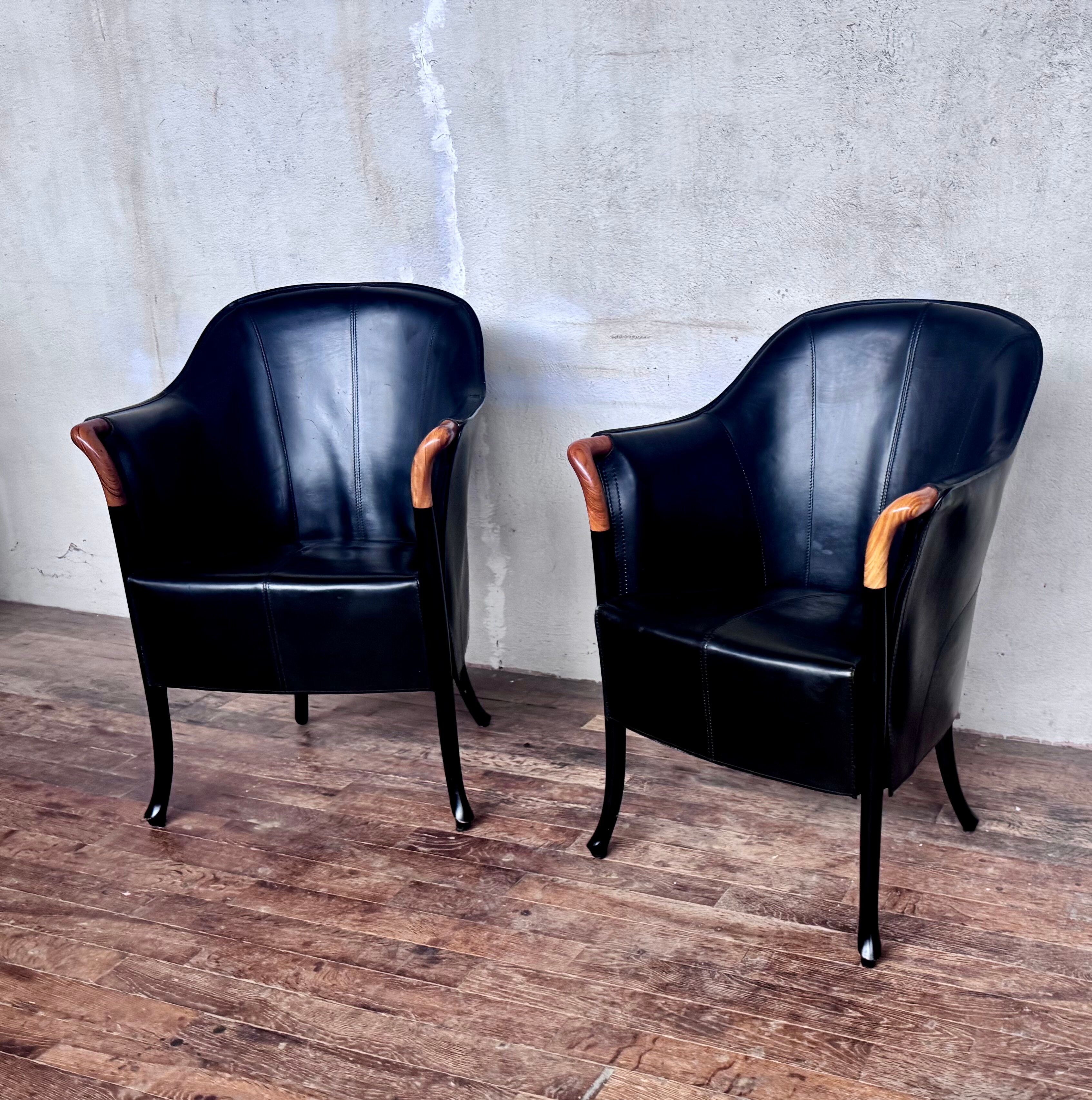 2 designer armchairs by Umberto Asnago for Giorgetti Italy