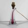 Val Saint Lambert pink crystal lamp, Belgium, 1960s