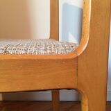 Lot of 4 chairs in beech and beige tweed fabric 60
