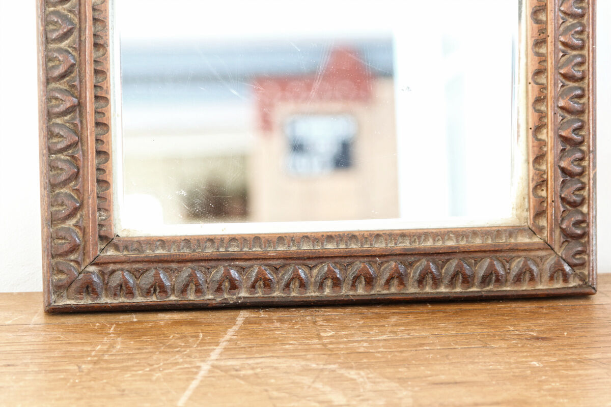 Carved wood mirror, folk art