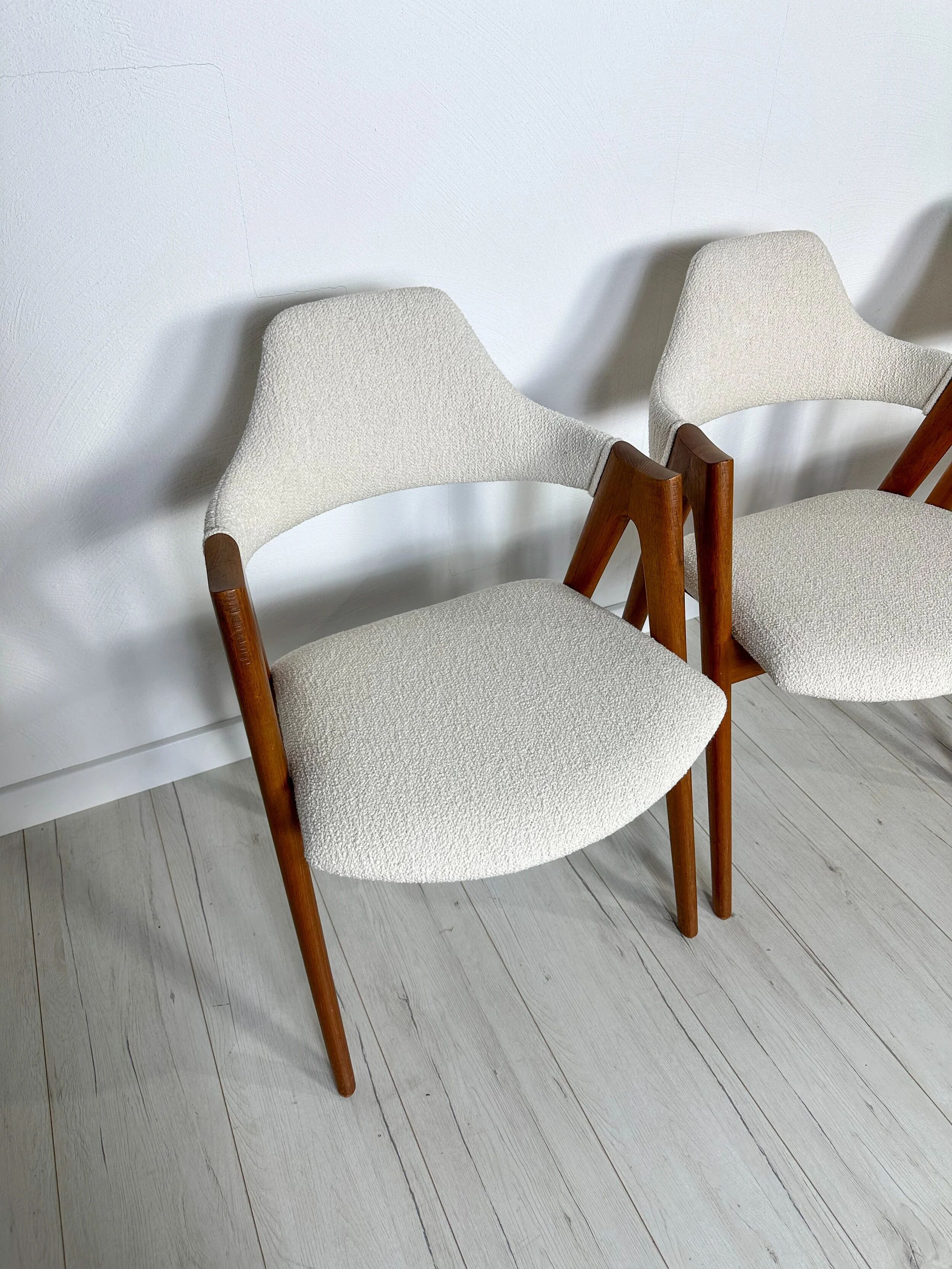1960s set of 6 Compass teak dining chairs by Kai Kristiansen for Schou Andersen Møbelfabrik