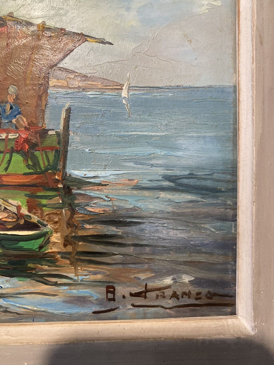 Old painting, Marine, signed B Franco, 50s/70s