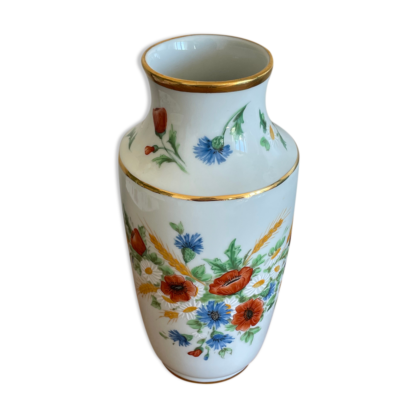 Vase ears of wheat poppies painted hand painted