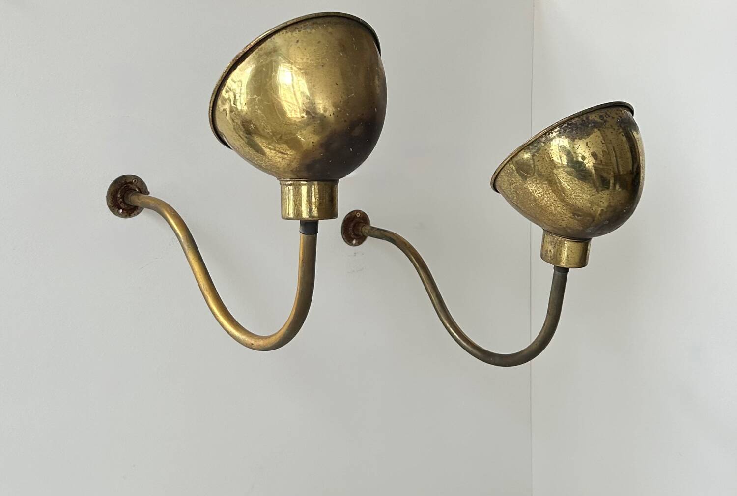 Pair of vintage brass wall lights, France 1970