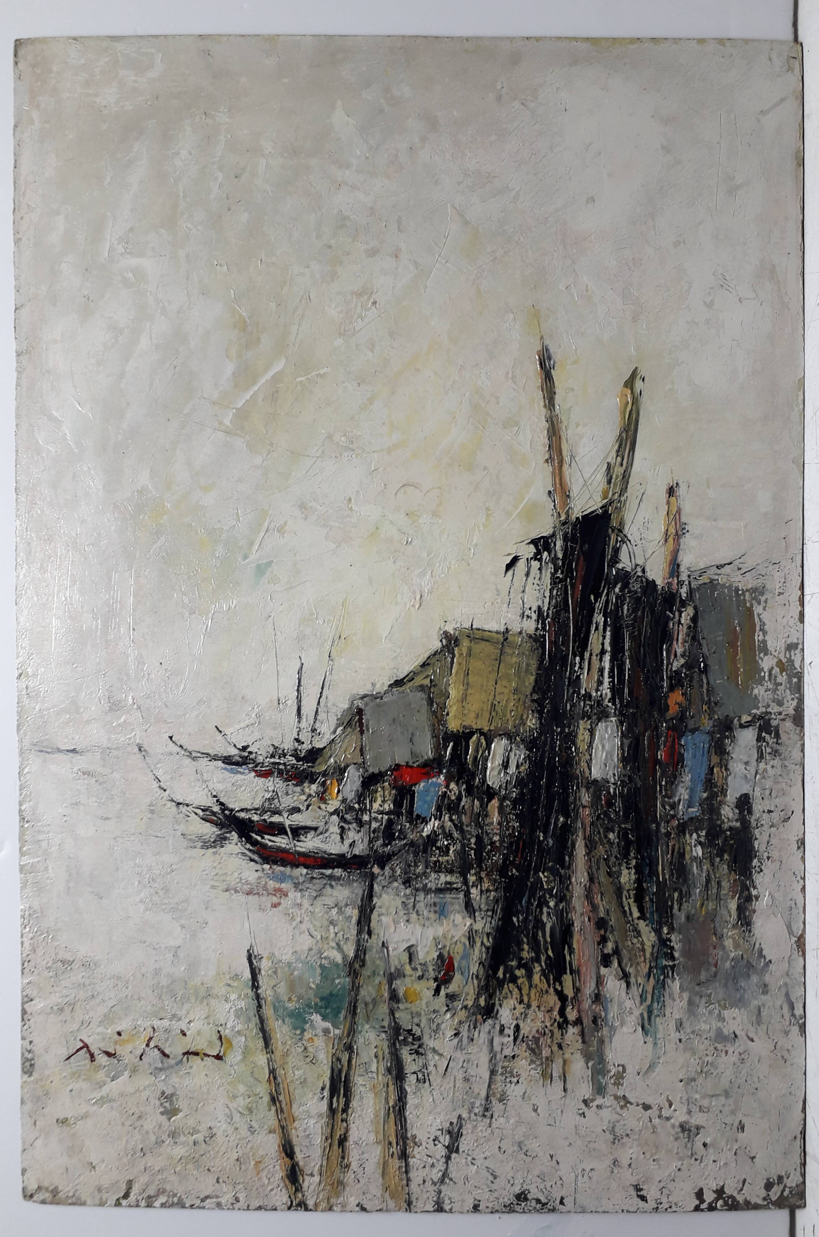 Junks at the dock - Vietnamese School