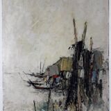 Junks at the dock - Vietnamese School