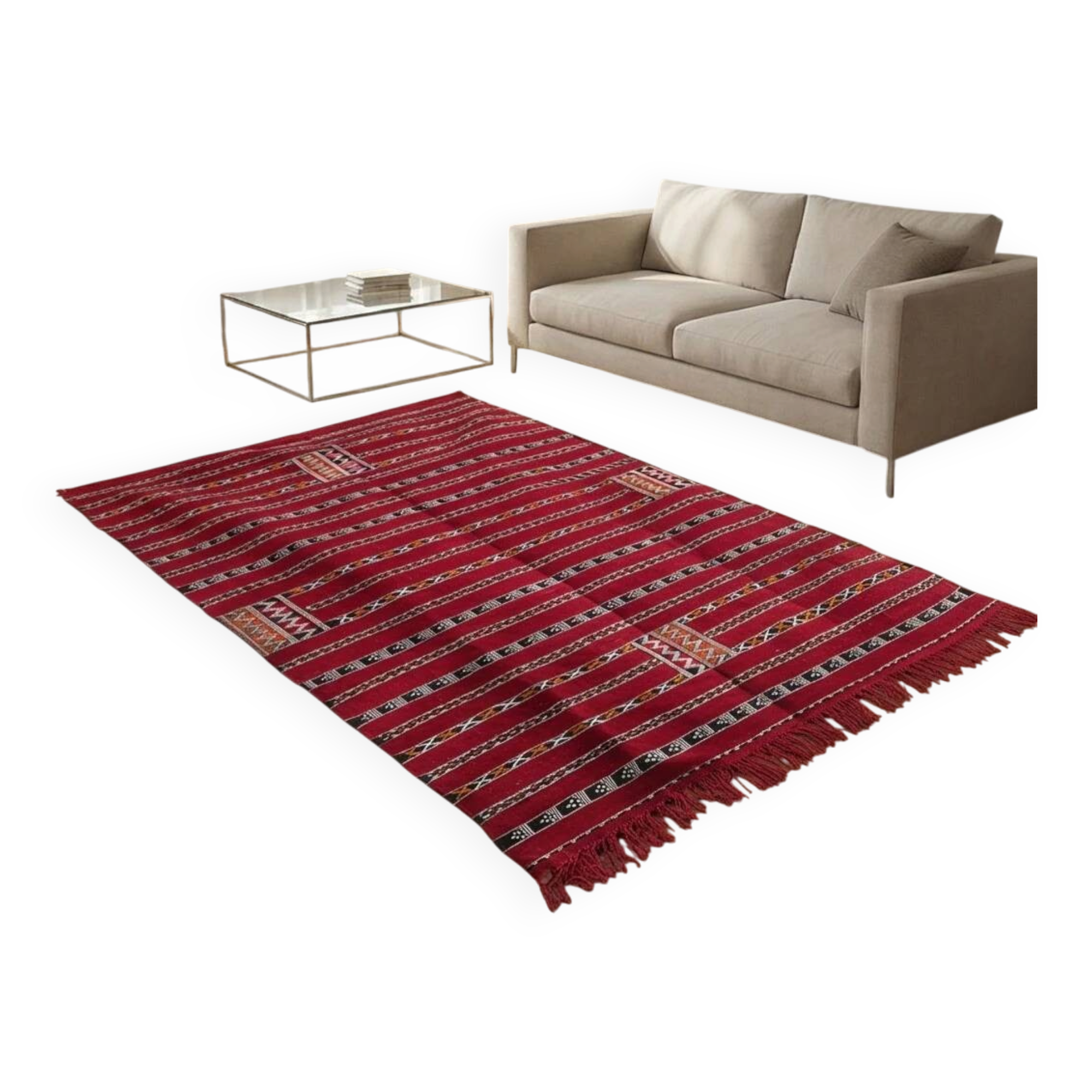 Moroccan kilim rug red 140x230 cm