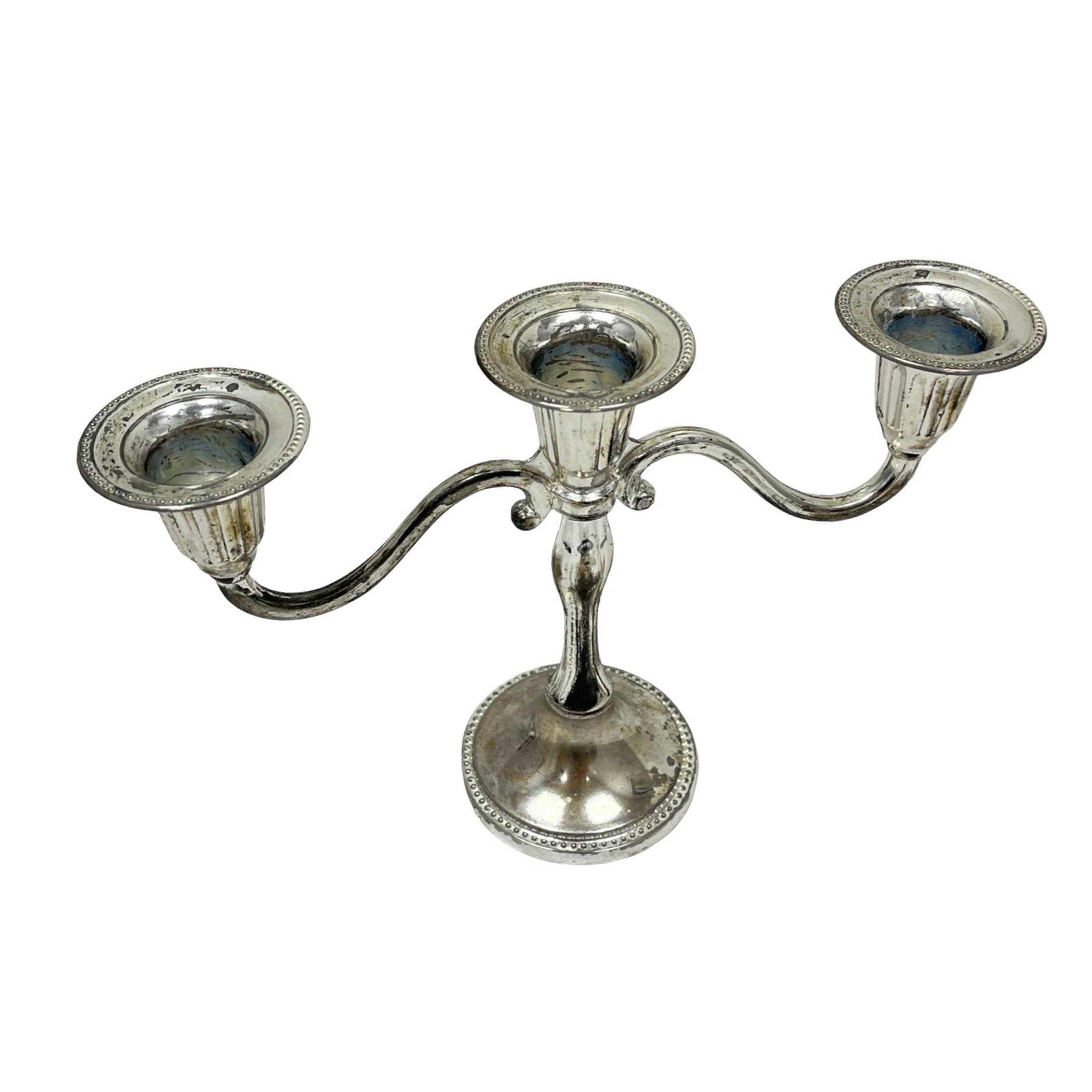 Silver-plated three-arm candelabra by I.P. ON ZINC, England, 1960s.