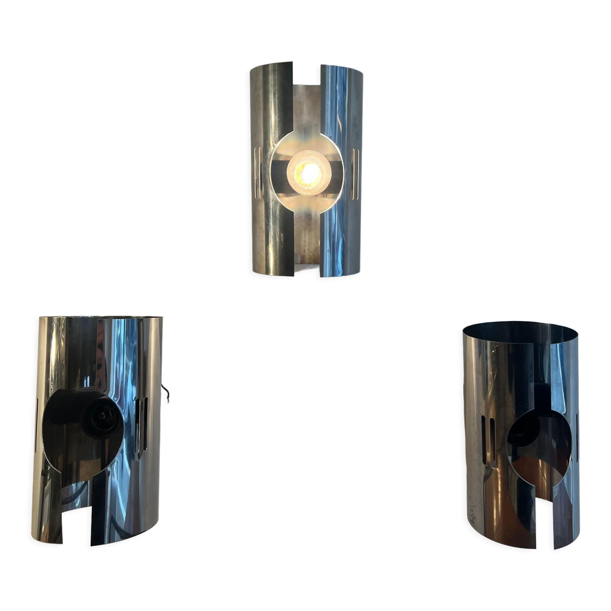 Suite of three design wall lamps 1970 Space Age