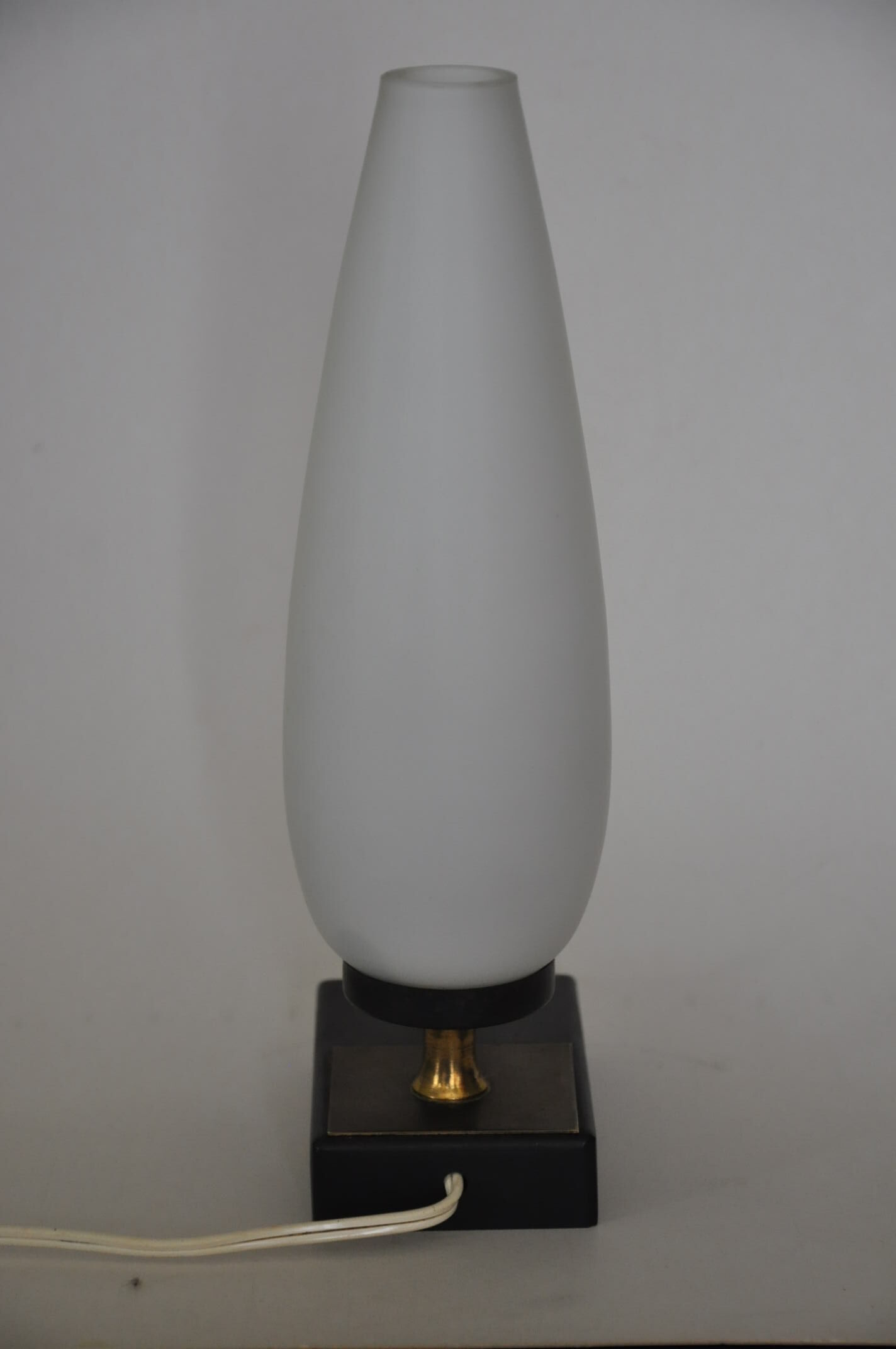 Opaline brass metal lamp 50s