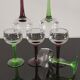 6 anciens verres à liqueur en cristal sur pieds de couleurs  des années 20/30