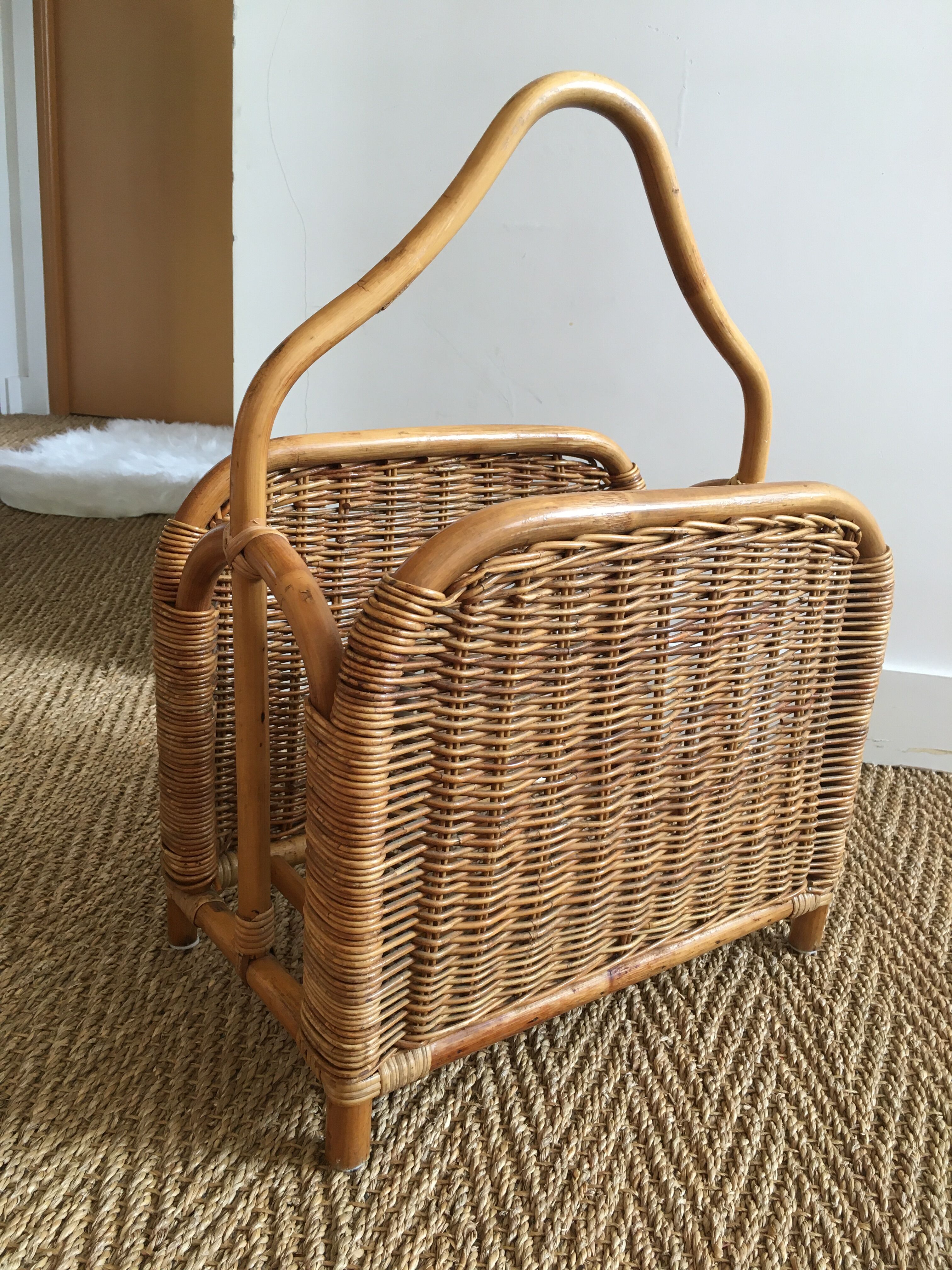 Rattan magazine holder