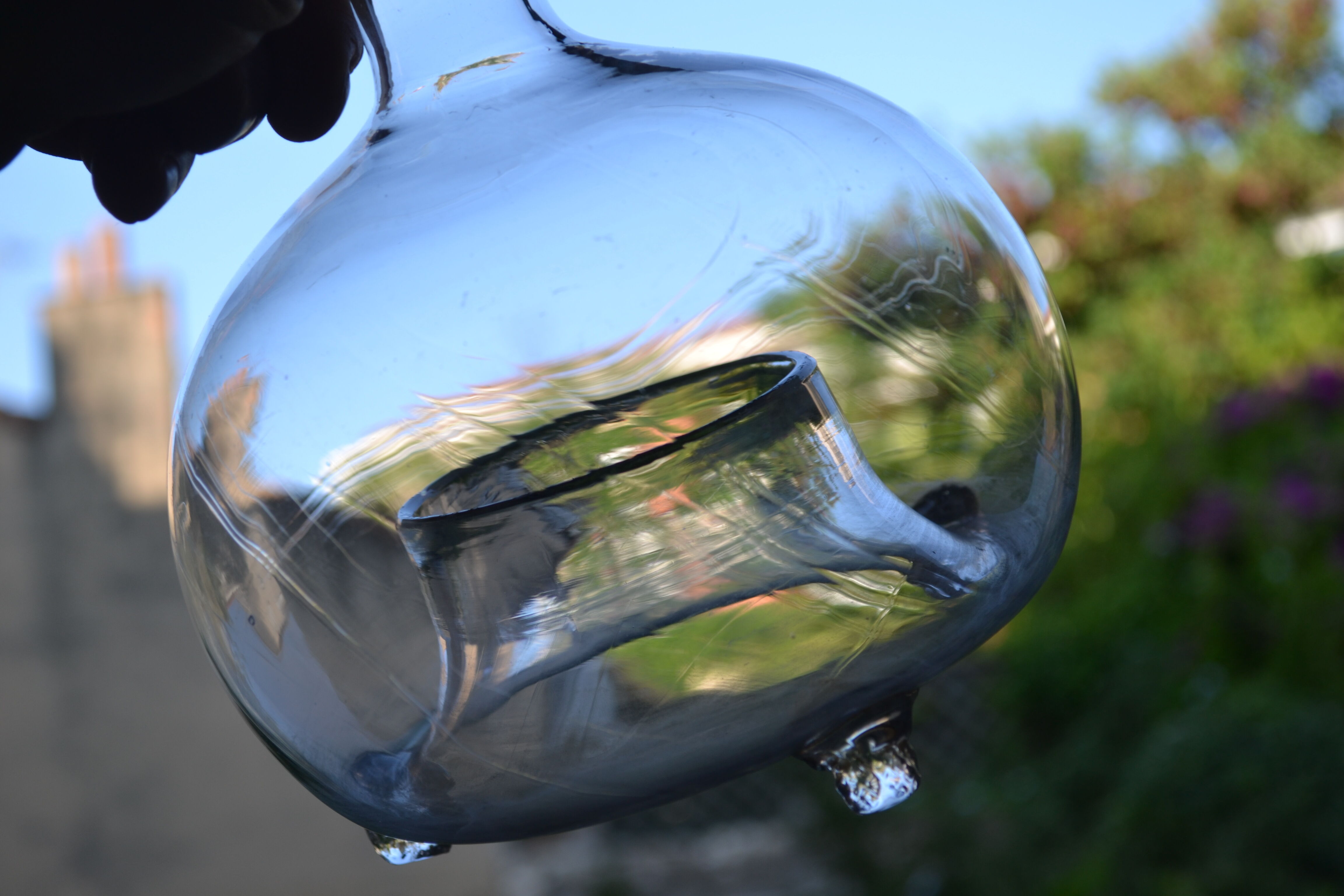 Glass trap blown 18th or 19th century