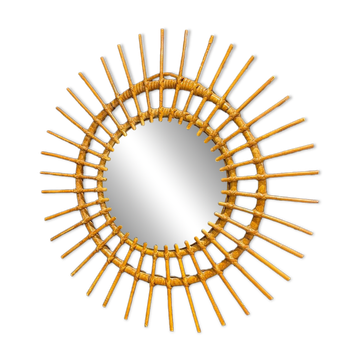 Rattan sun mirror 1960 55 cm