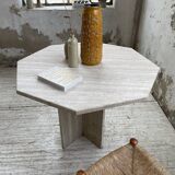 Octagonal travertine coffee table