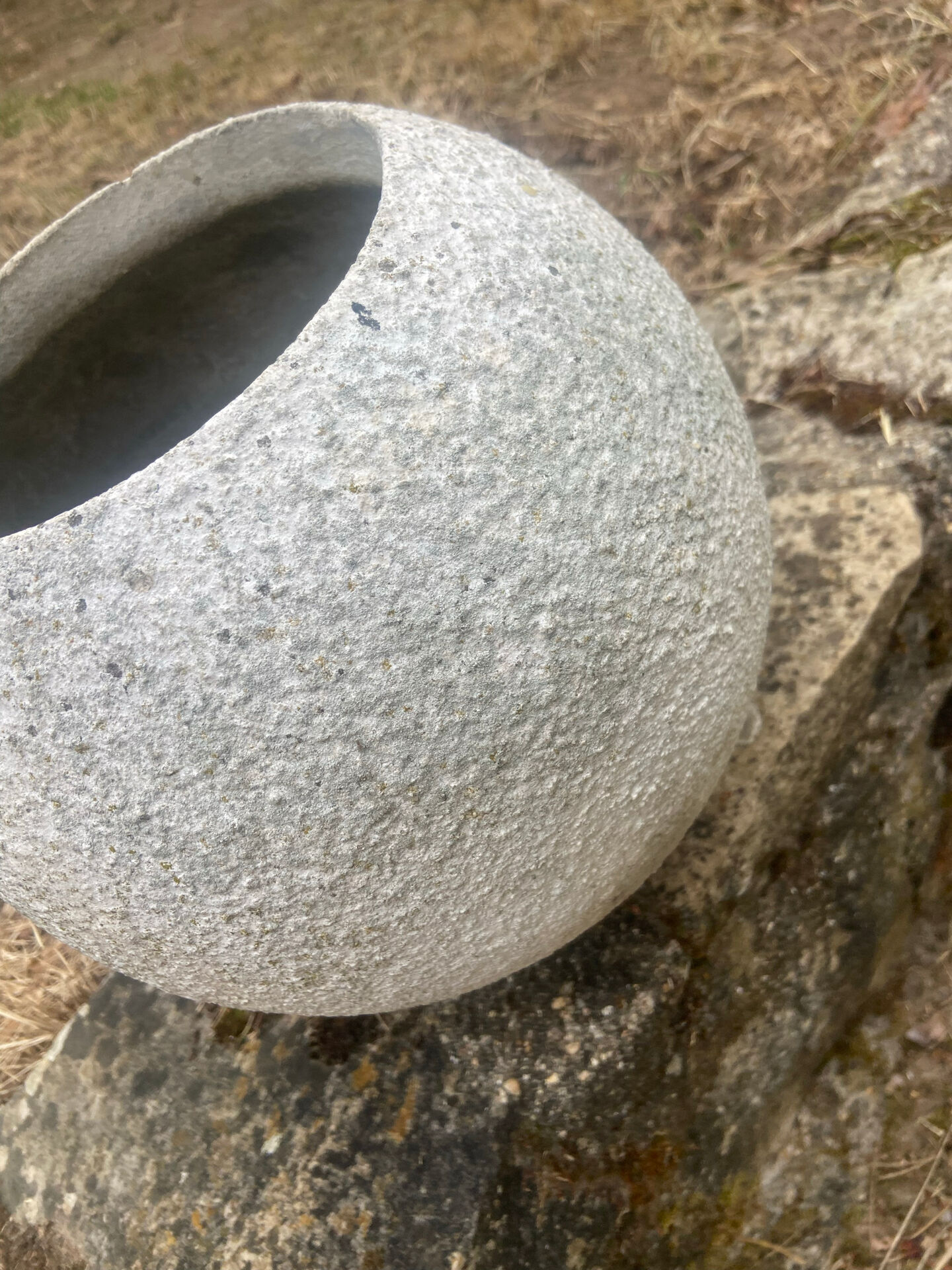 1960s concrete ball planter