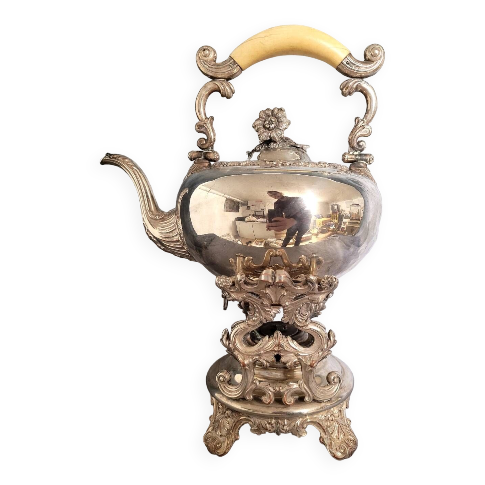 Silver-plated metal samovar kettle, 19th century