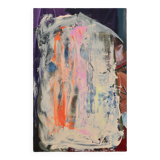 Abstract painting on canvas, dripping on figurative background, circa 1970.