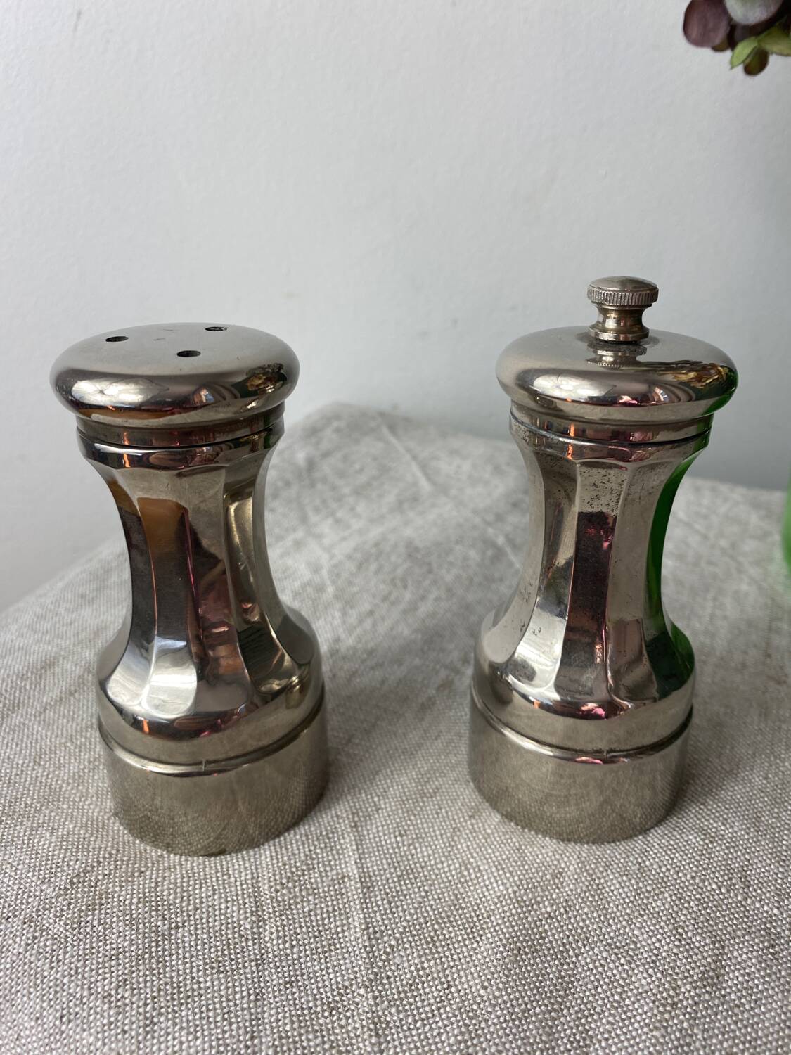 Silver-plated salt and pepper shakers