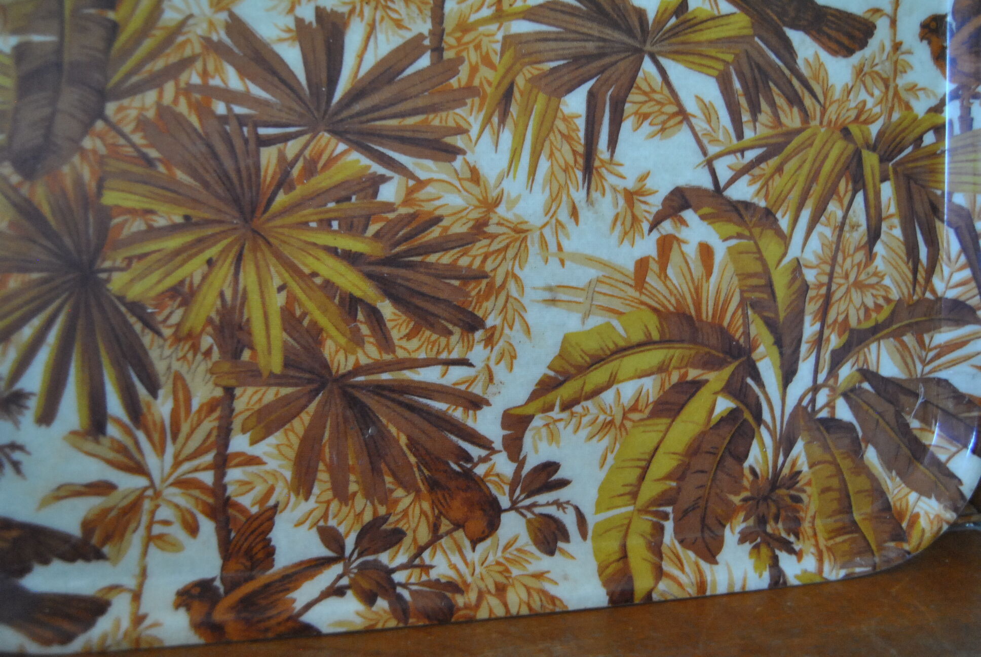 Tray with foliage decoration - 70s - authentic vintage