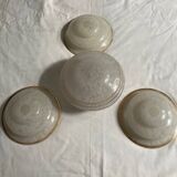 4 globes / white and gold lampshades / clichy glass