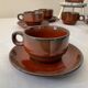 Vintage coffee set in enamelled ceramic 70s