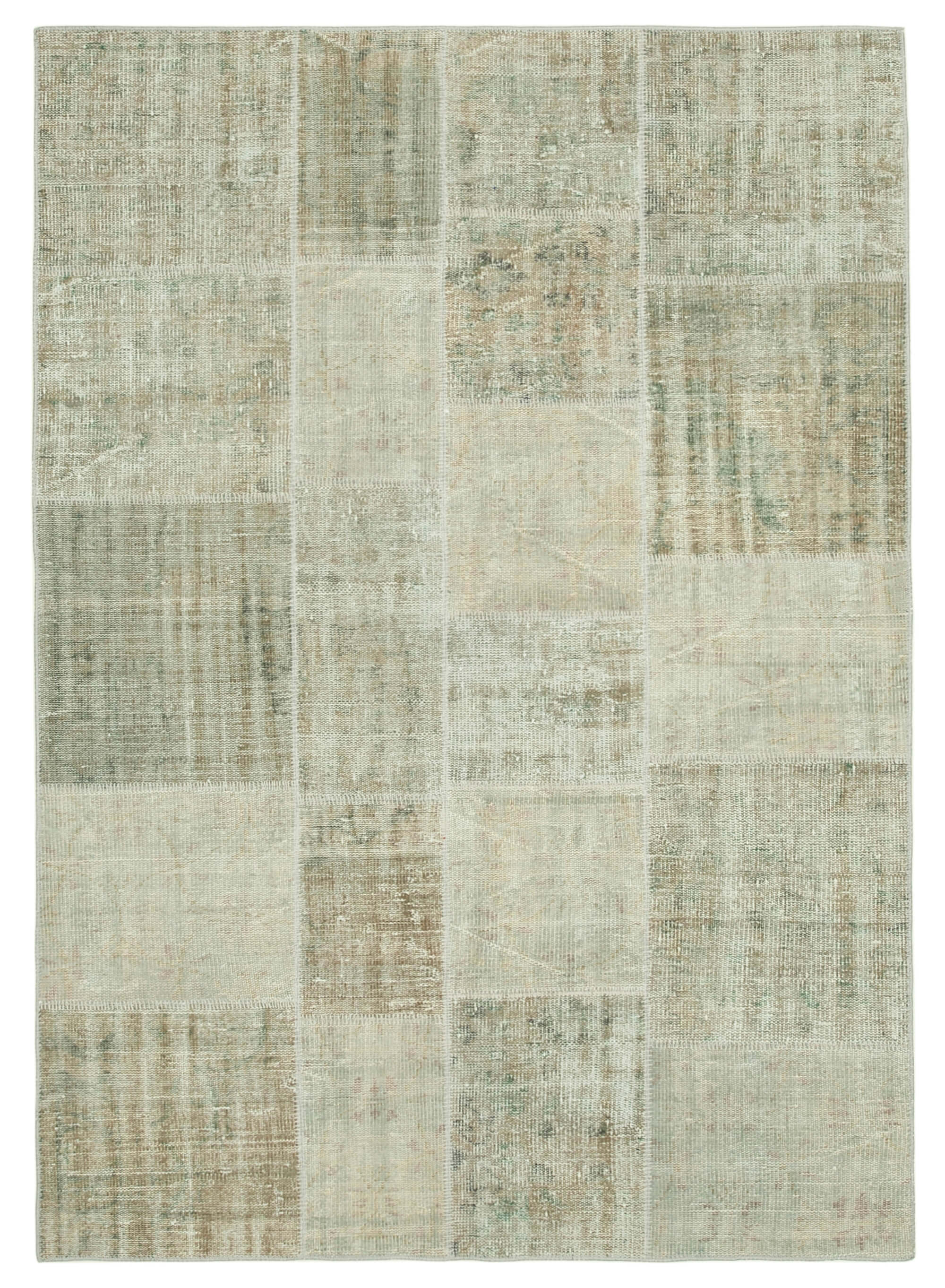 Hand-knotted anatolian contemporary 171 cm x 240 cm beige patchwork carpet