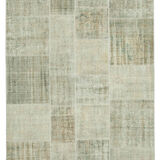 Hand-knotted anatolian contemporary 171 cm x 240 cm beige patchwork carpet