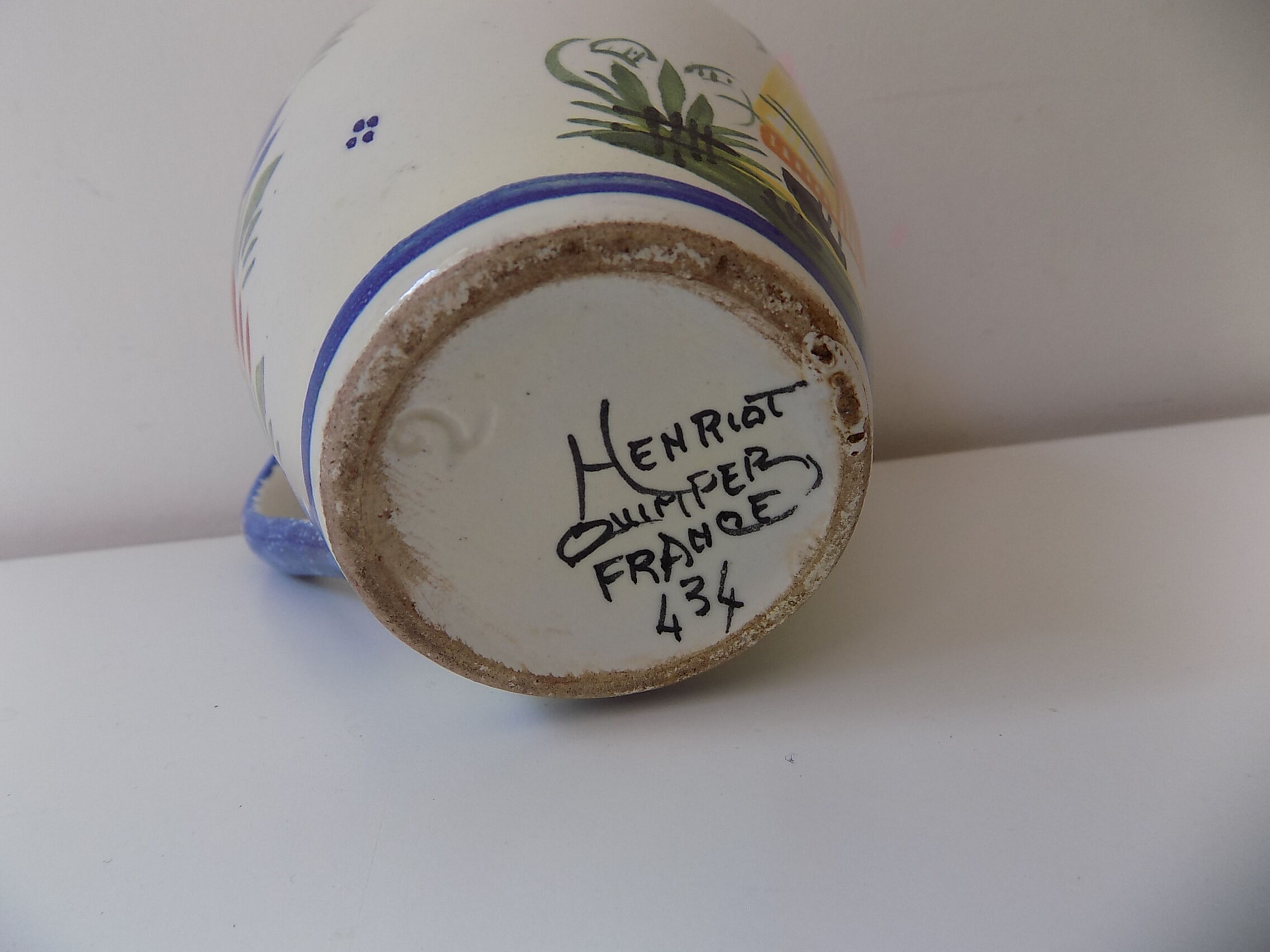 Earthenware Henriot Quimper numbered jug