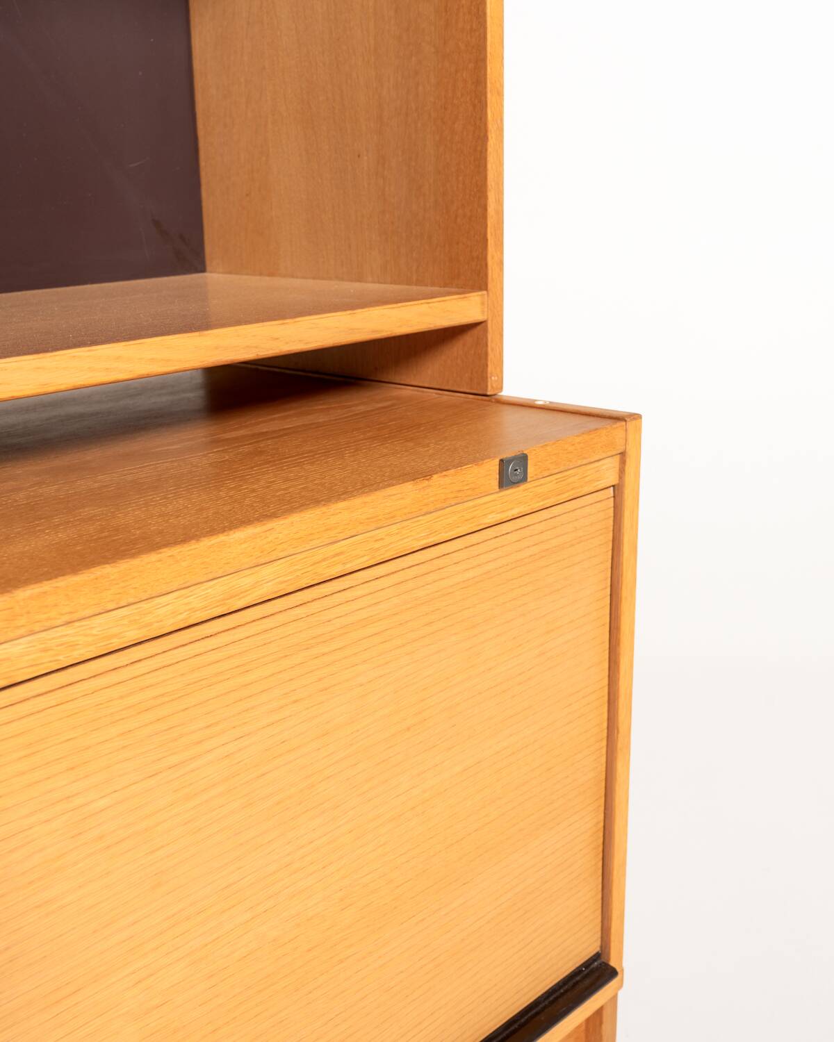 Scandinavian oak bookcase with tambour door, 1960s