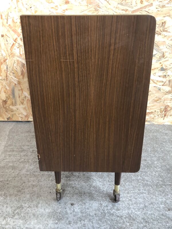 Meuble hifi prinz bois avec porte intérieur capitonné & verre audio vintage