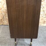 Meuble hifi prinz bois avec porte intérieur capitonné & verre audio vintage