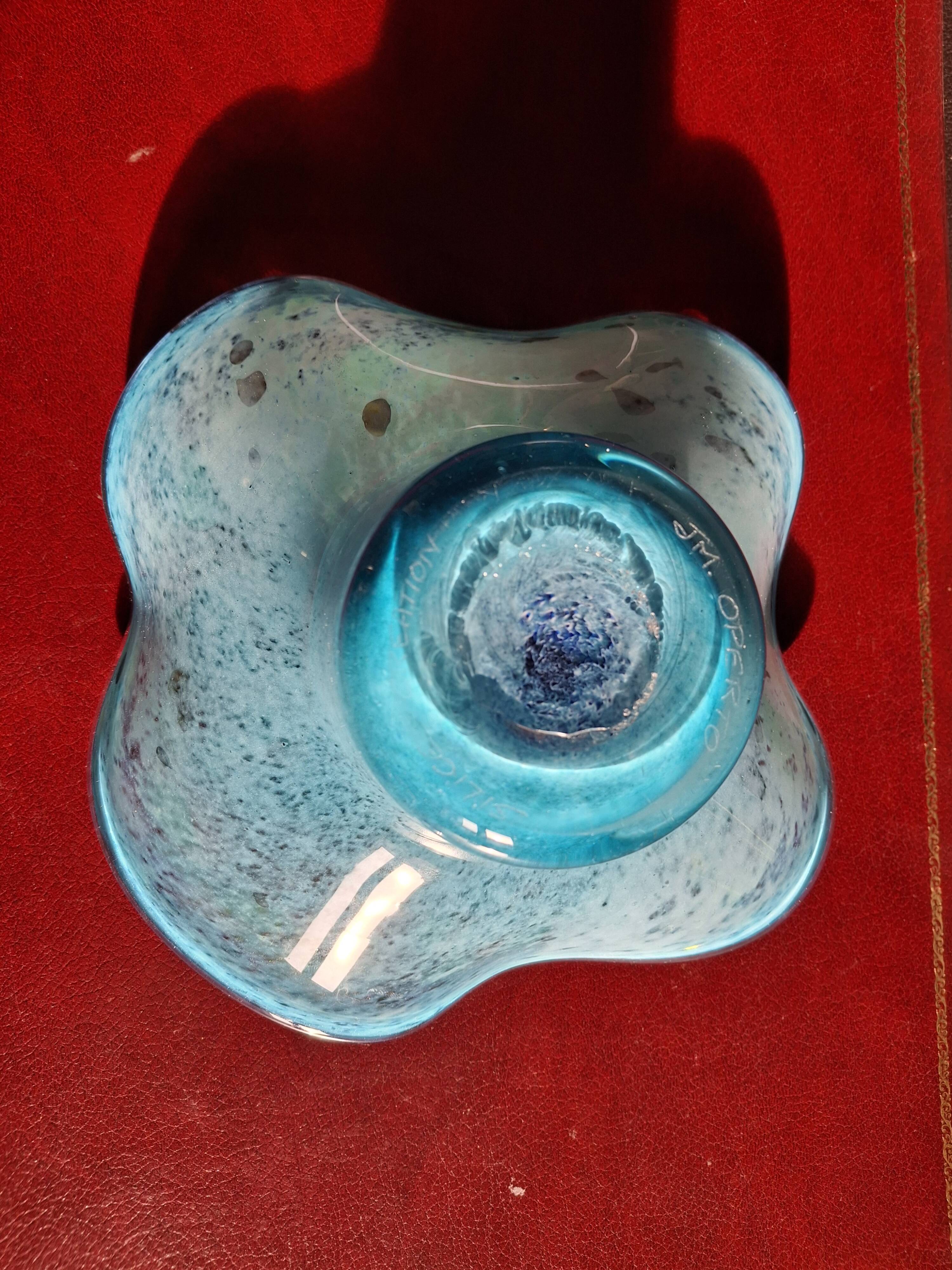 Rare large Jean-Michel Operto glass bowl, signed, 23 cm