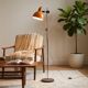 Vintage orange-red floor lamp with chrome.