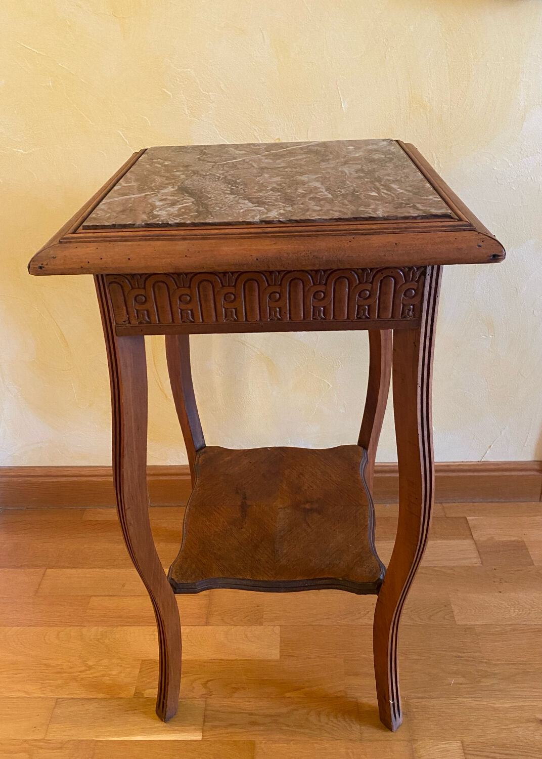 Antique carved wooden and marble console – late 19th century