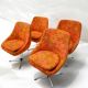 Suite de 4 fauteuils pivotants seventies