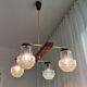 Vintage 60s rustic 4-light  wooden chandelier