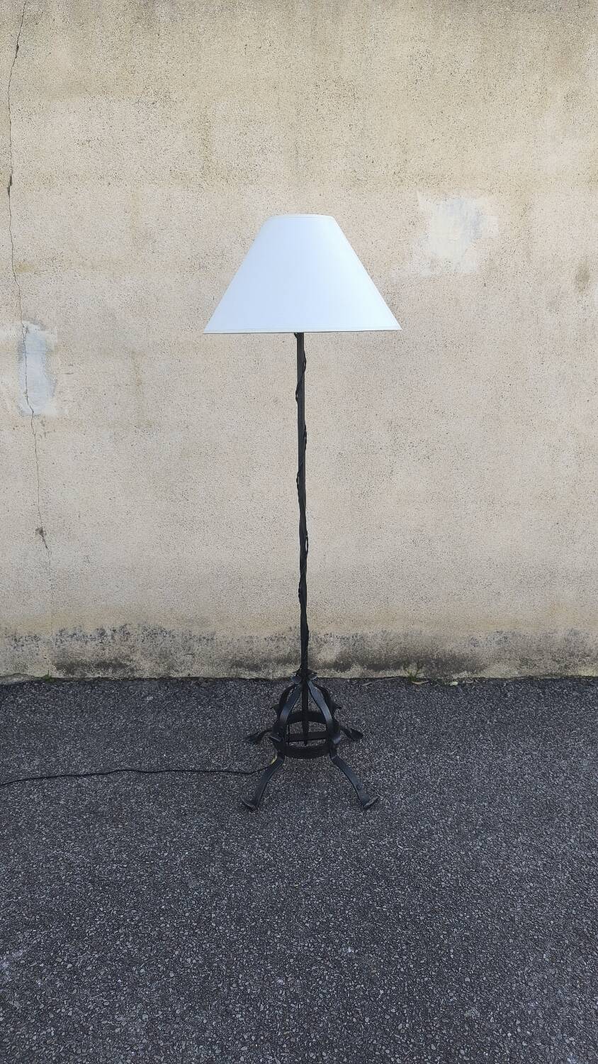 Brutalist wrought iron floor lamp